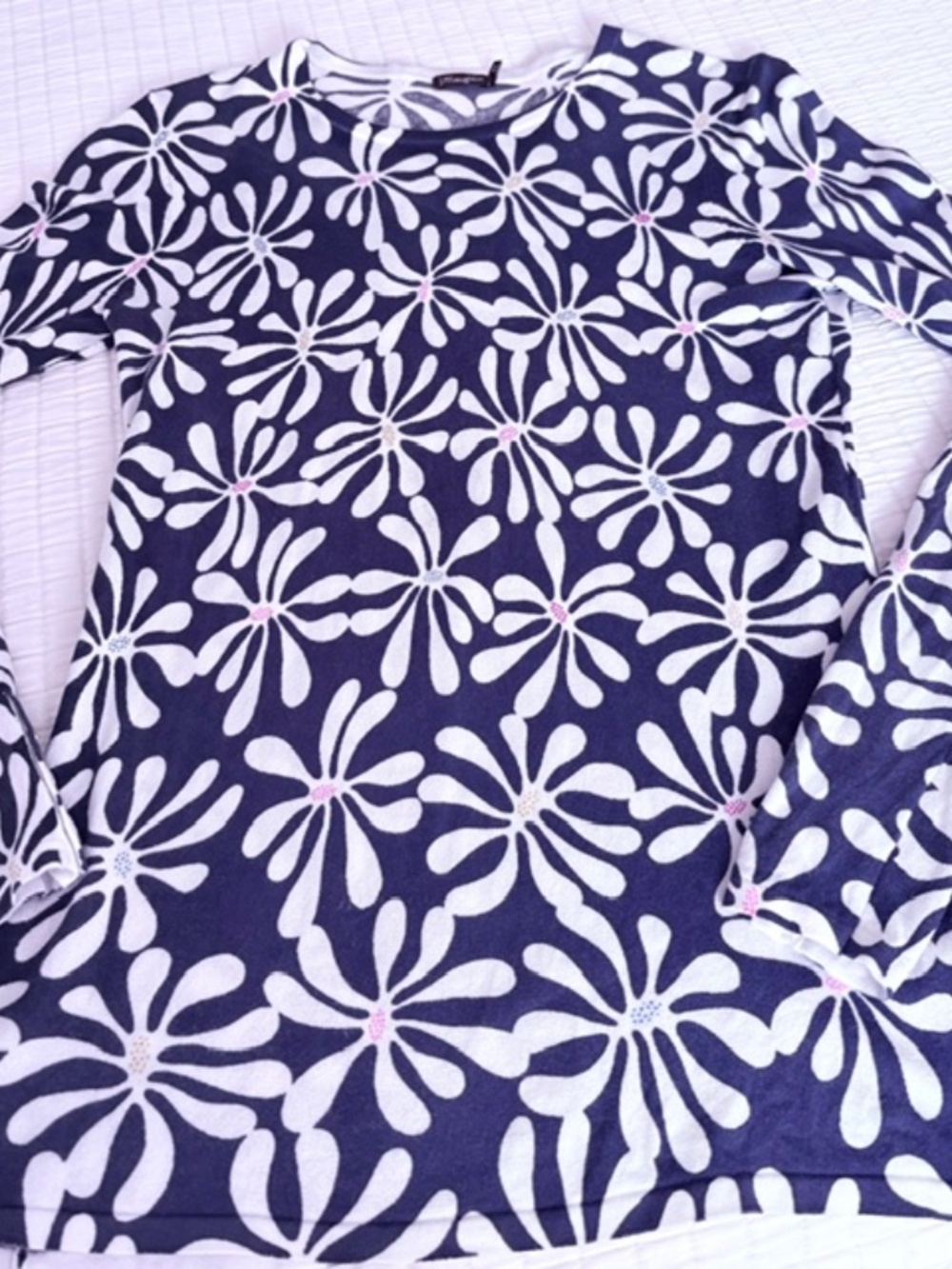 Like-New J. McLaughlin Stretchy Flower Print Long-Sleeve Top, XS